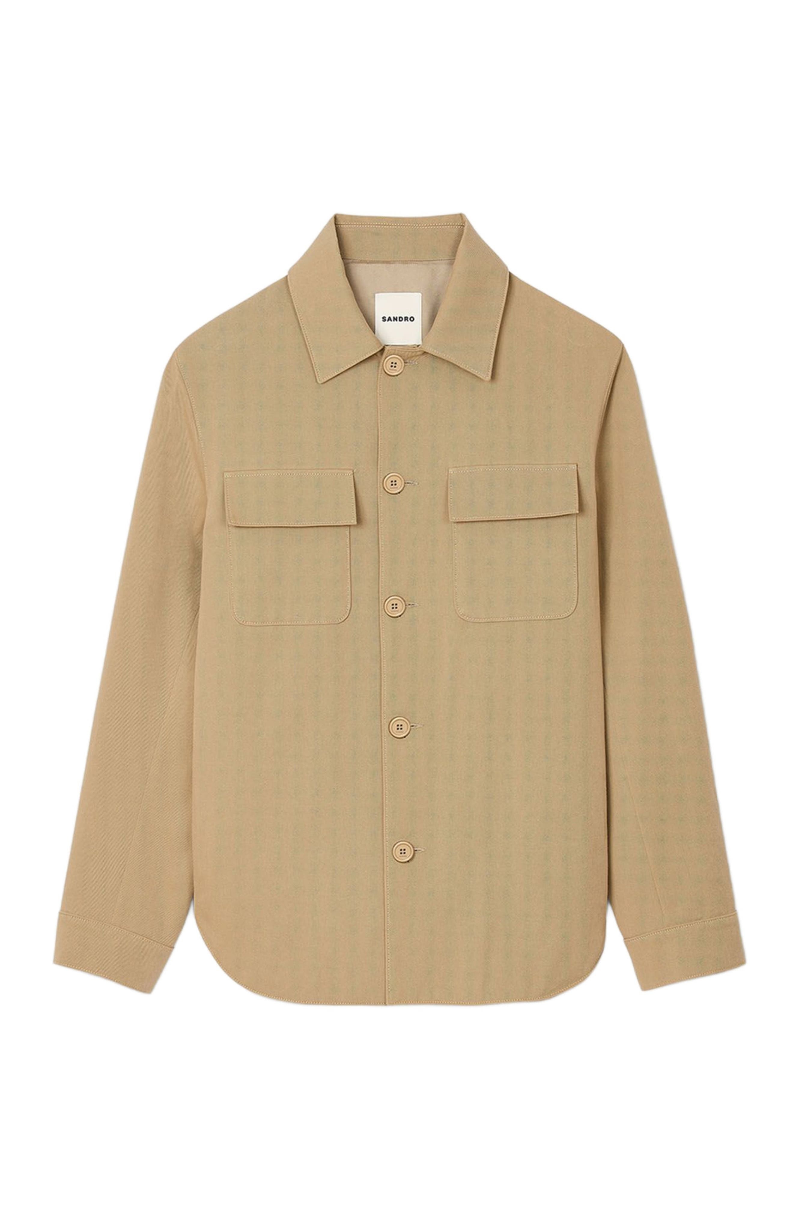 SANDRO Overshirt with pockets in Sand. at Nordstrom - 6