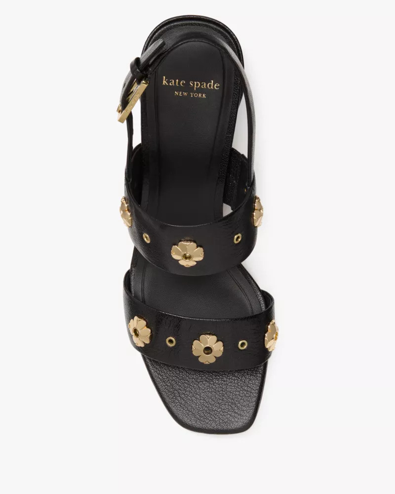 Spade Flower Stud Block Heels 3