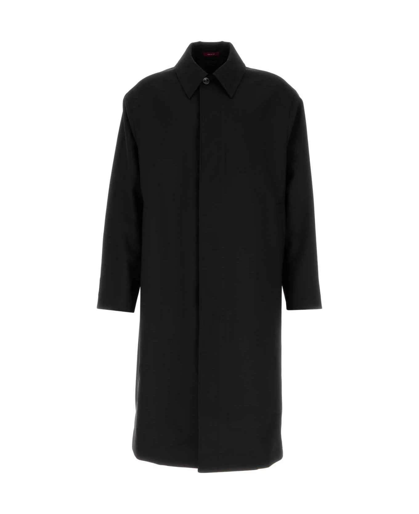 Black Wool Overcoat - 1