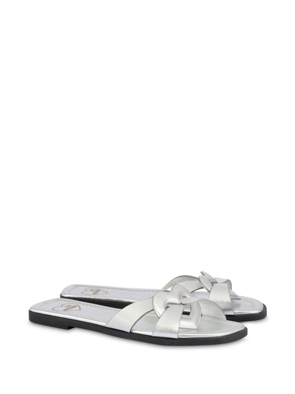 metallic-leather slides - 2