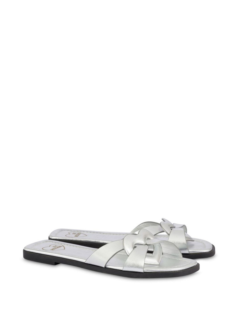 Moschino metallic-leather slides outlook