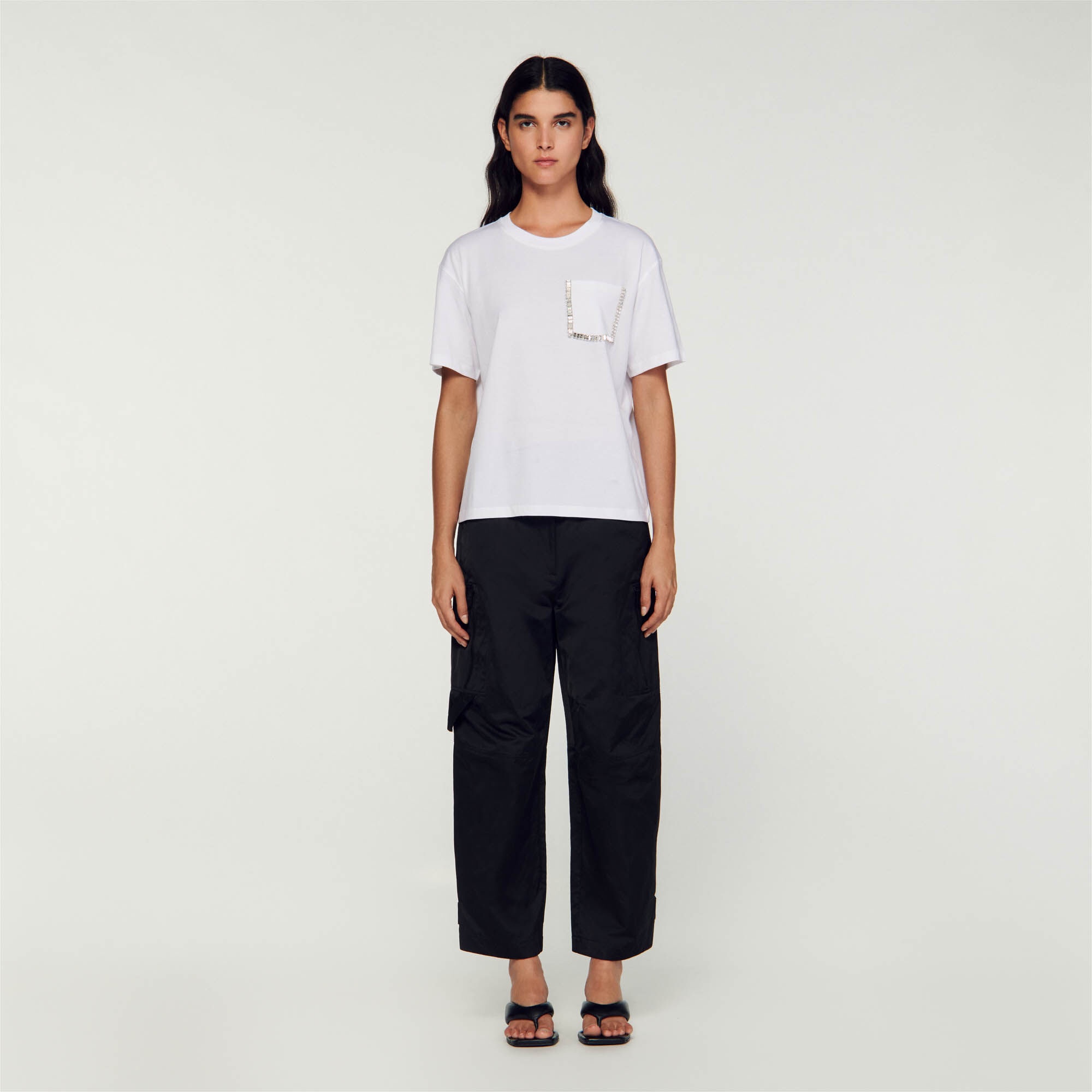 CROPPED T-SHIRT WITH RHINESTONES - 3
