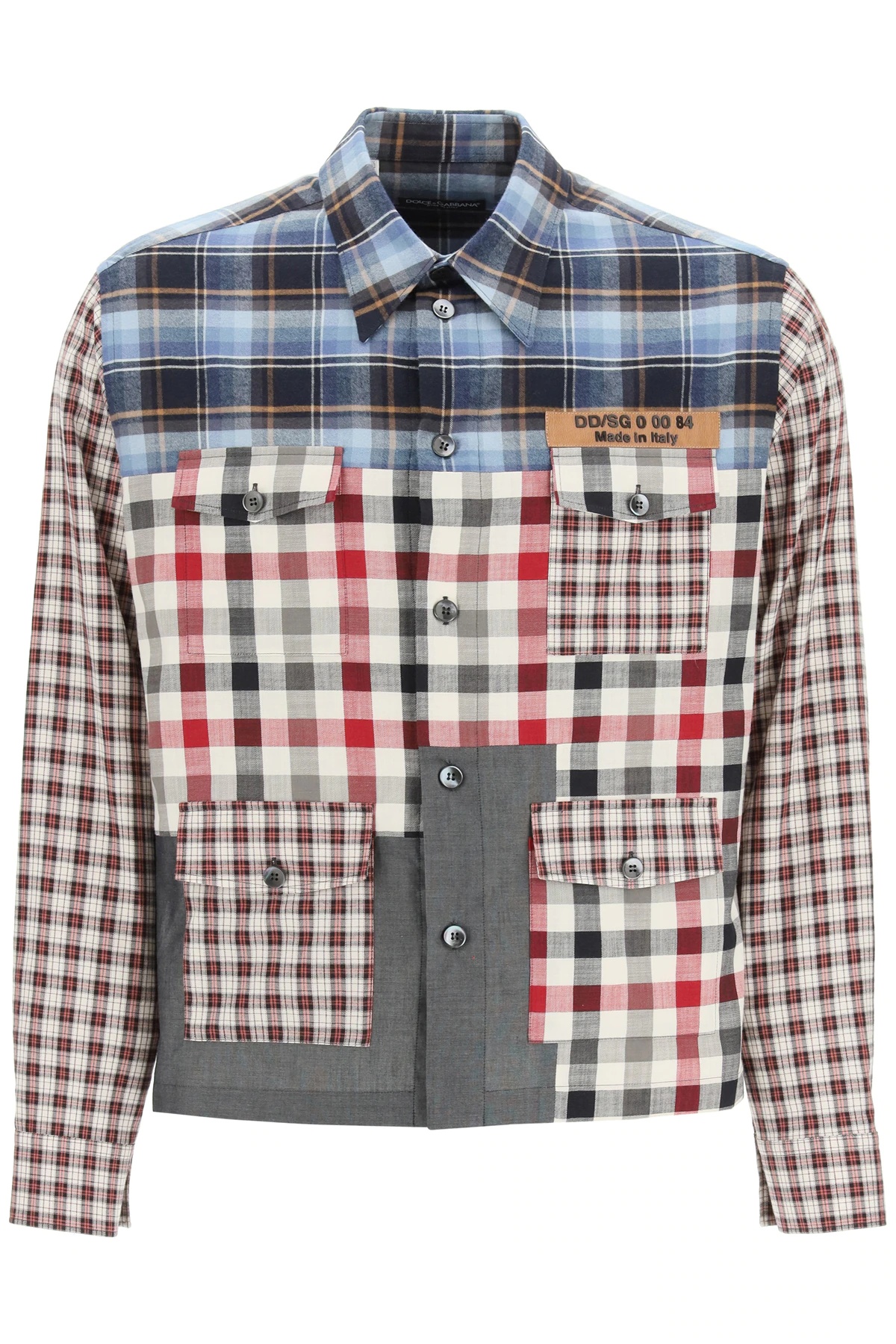 CHECK PATCHWORK MULTI-POCKET SHIRT - 1