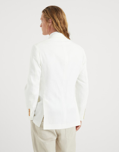 Brunello Cucinelli Twisted linen one-and-a-half breasted deconstructed blazer with patch pockets outlook