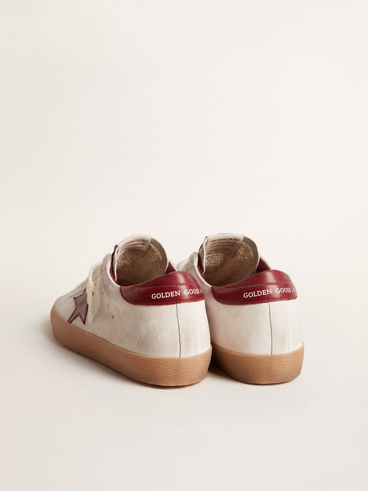 Super-Star in white suede with burgundy leather star and heel tab - 4