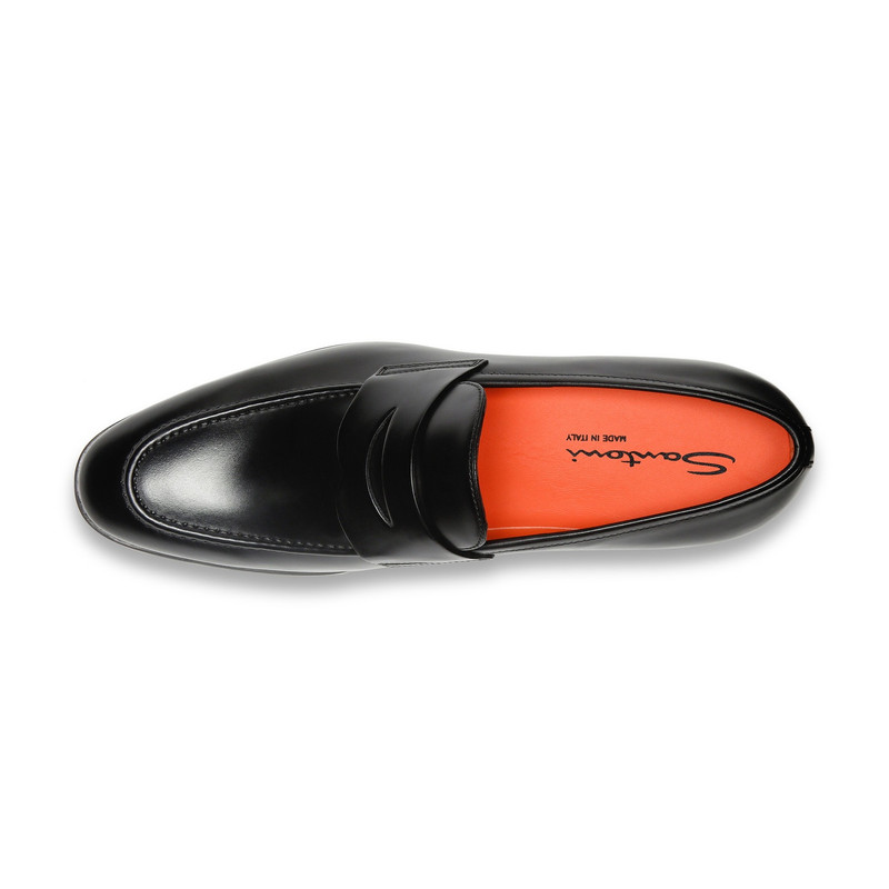 Men's black leather penny loafer 5