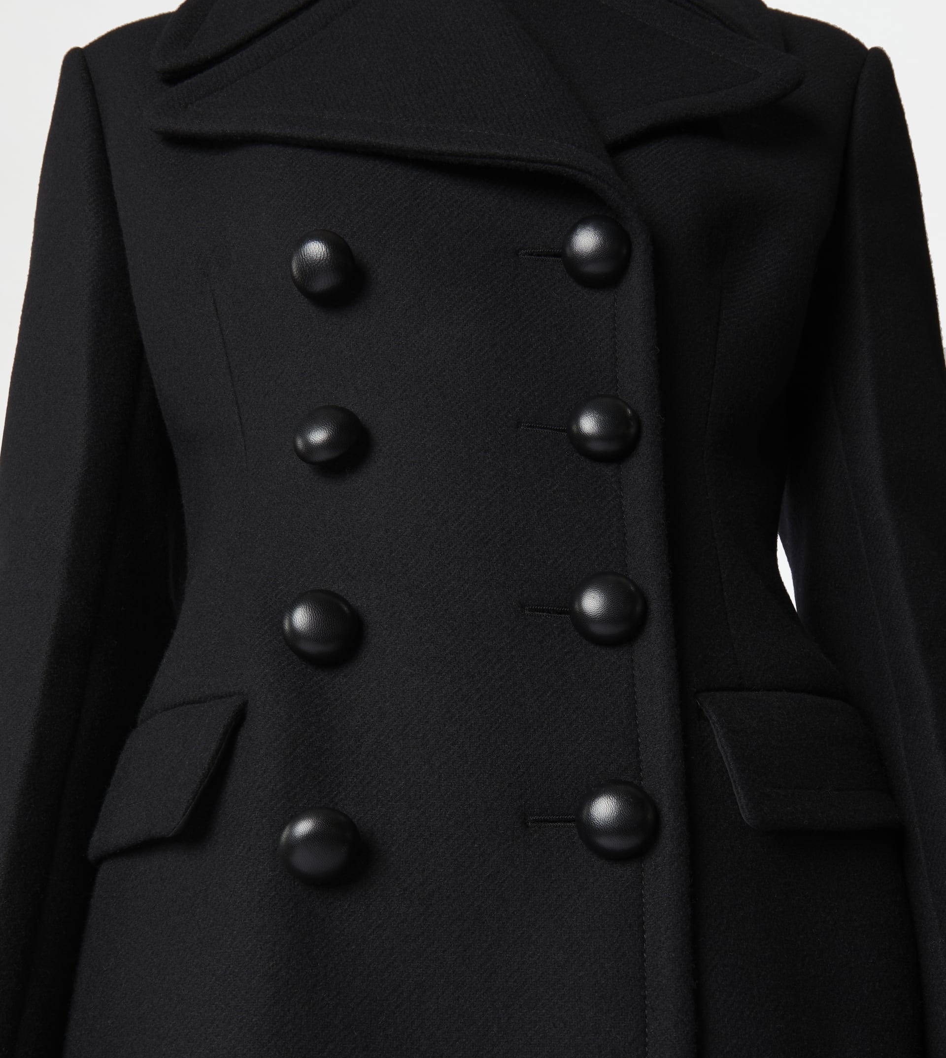 WOOL BLEND PEACOAT - BLACK - 5