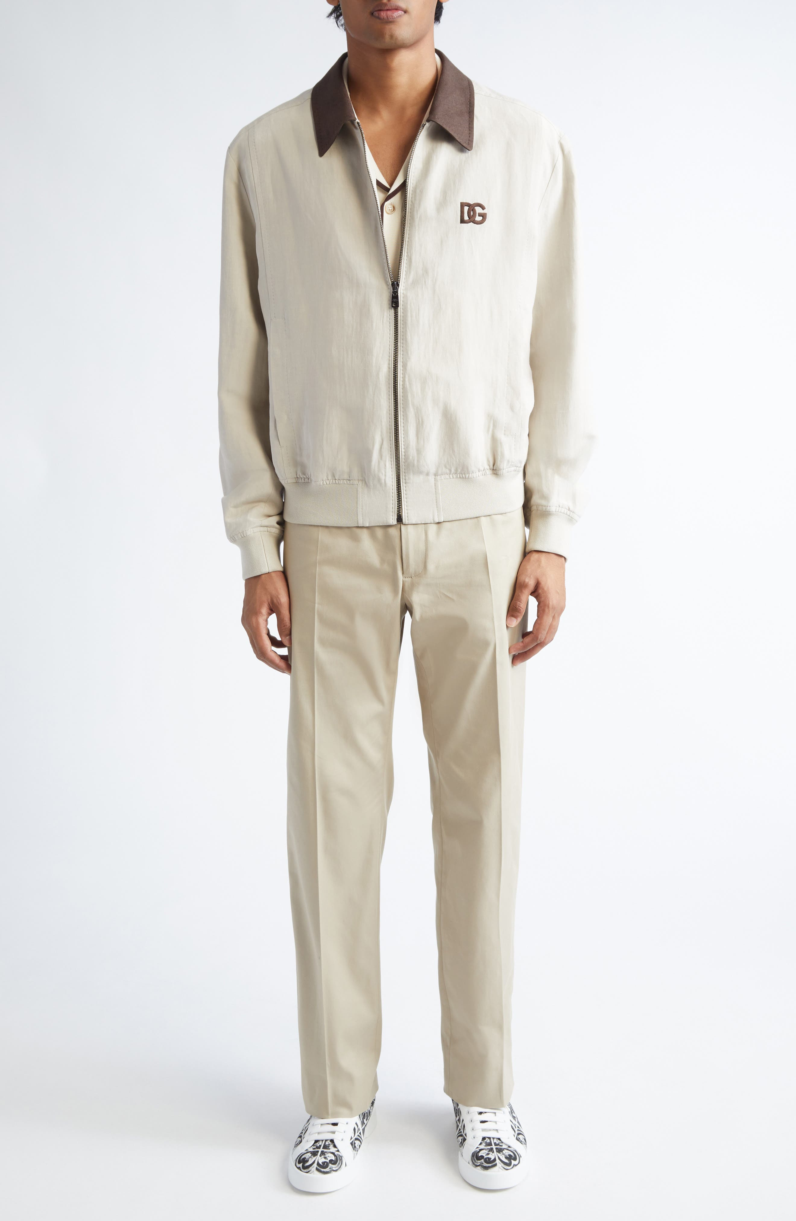 Dolce&Gabbana New Stretch Cotton Chinos in M0131 Beige at Nordstrom - 2