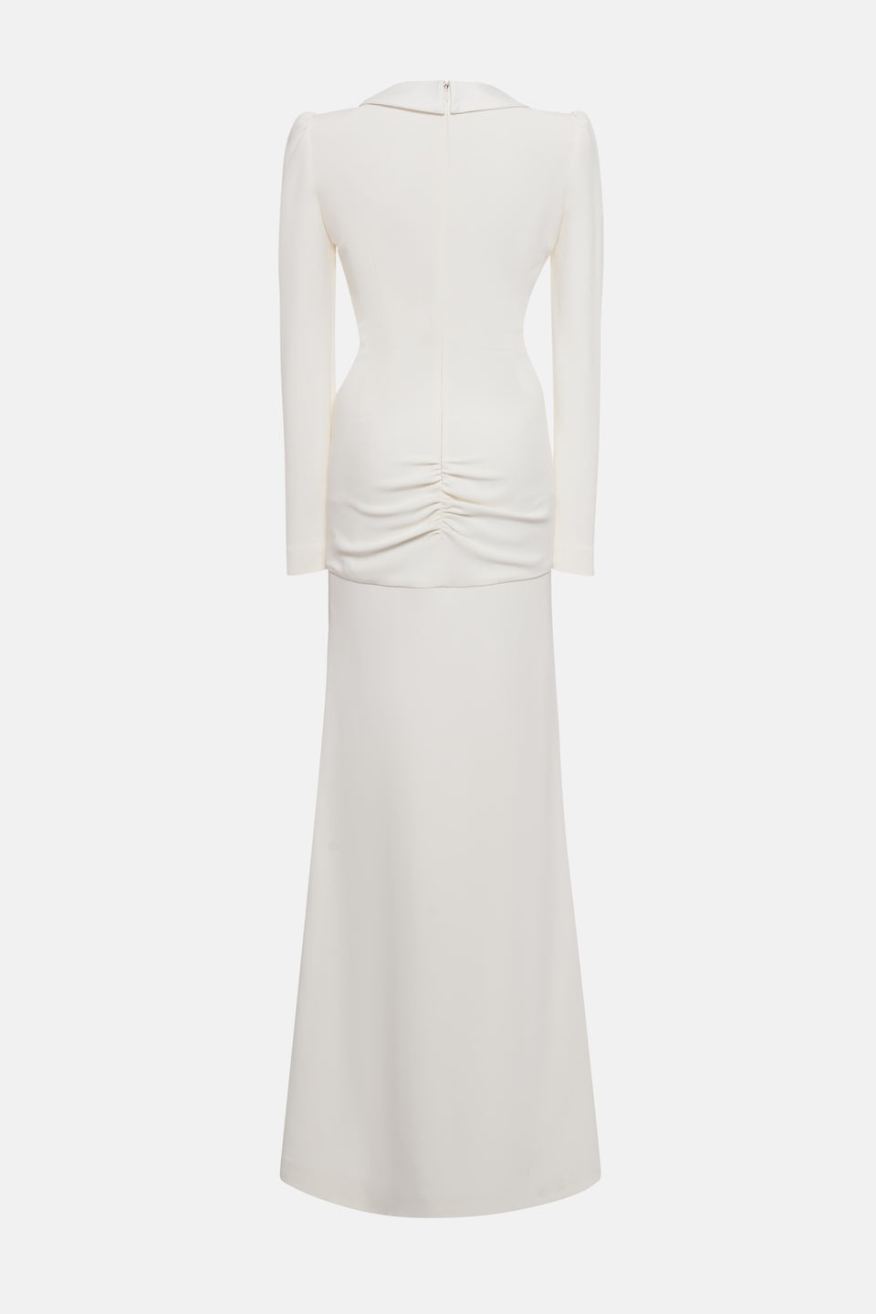 CADY EVENING DRESS WITH MIKADO COLLAR, ROSE DETAIL - 2