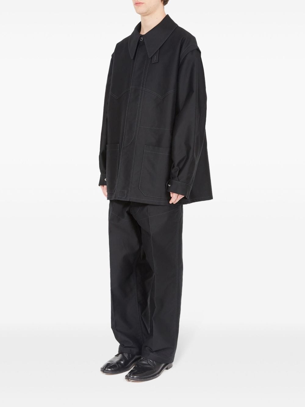 satin cotton pointed-collar shirt - 6