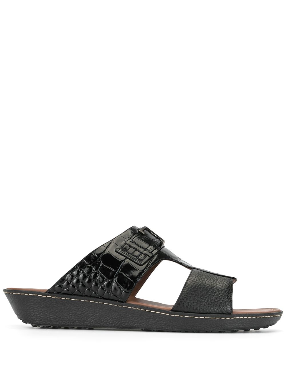 croc-effect leather sandals - 1