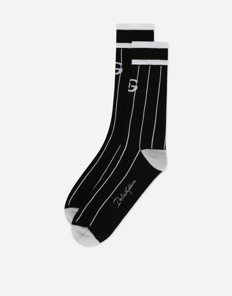 Dolce & Gabbana Striped cotton jacquard socks with DG logo outlook
