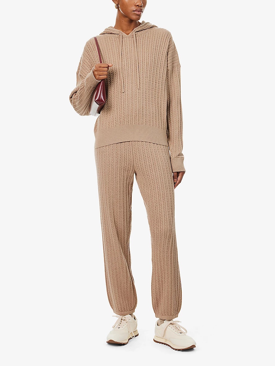 Cable-knit long-sleeve cotton and cashmere hoody - 2