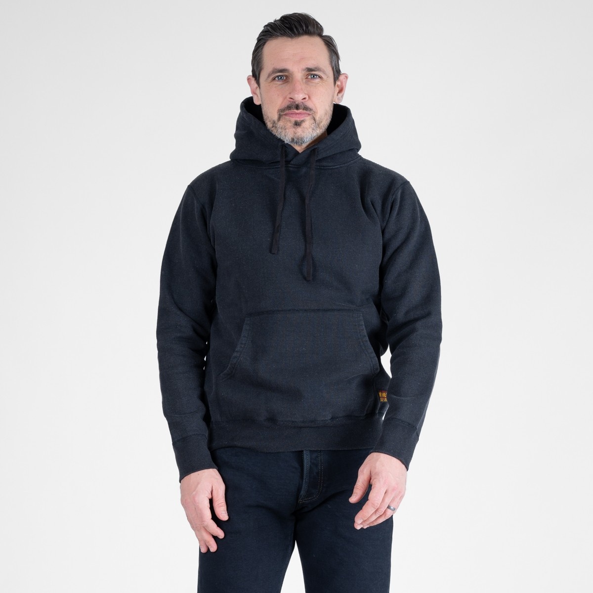 IHSW-HAM-BLK 14oz Ultra Heavyweight "Iron Heart Hamburg" Hooded Sweat – Vintage Black - 2