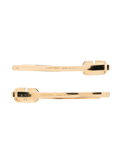 Valentino VLogo Signature engraved-detail hair clips outlook