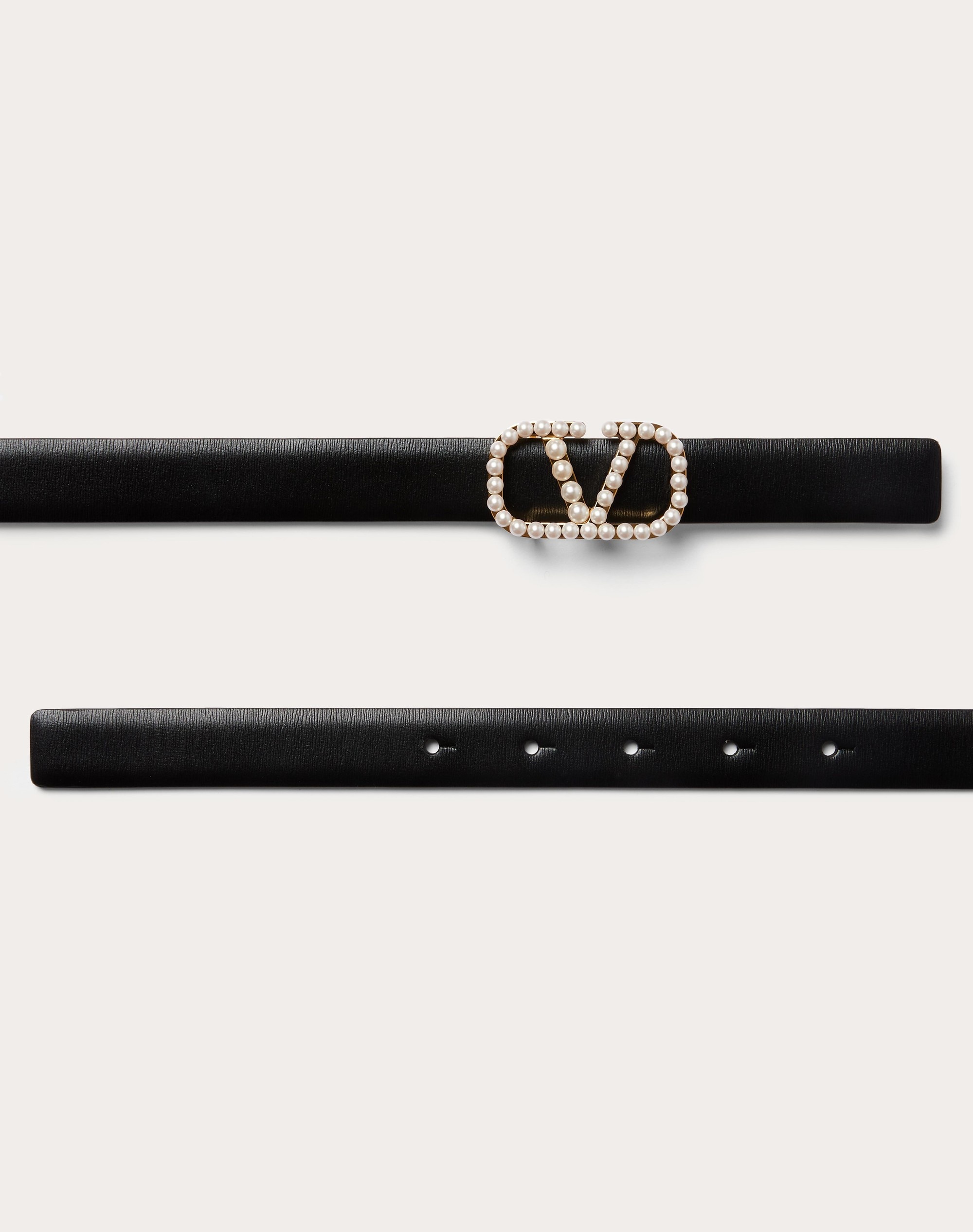 VLOGO SIGNATURE REVERSIBLE BELT IN SHINY CALFSKIN WITH PEARLS 20 MM - 3