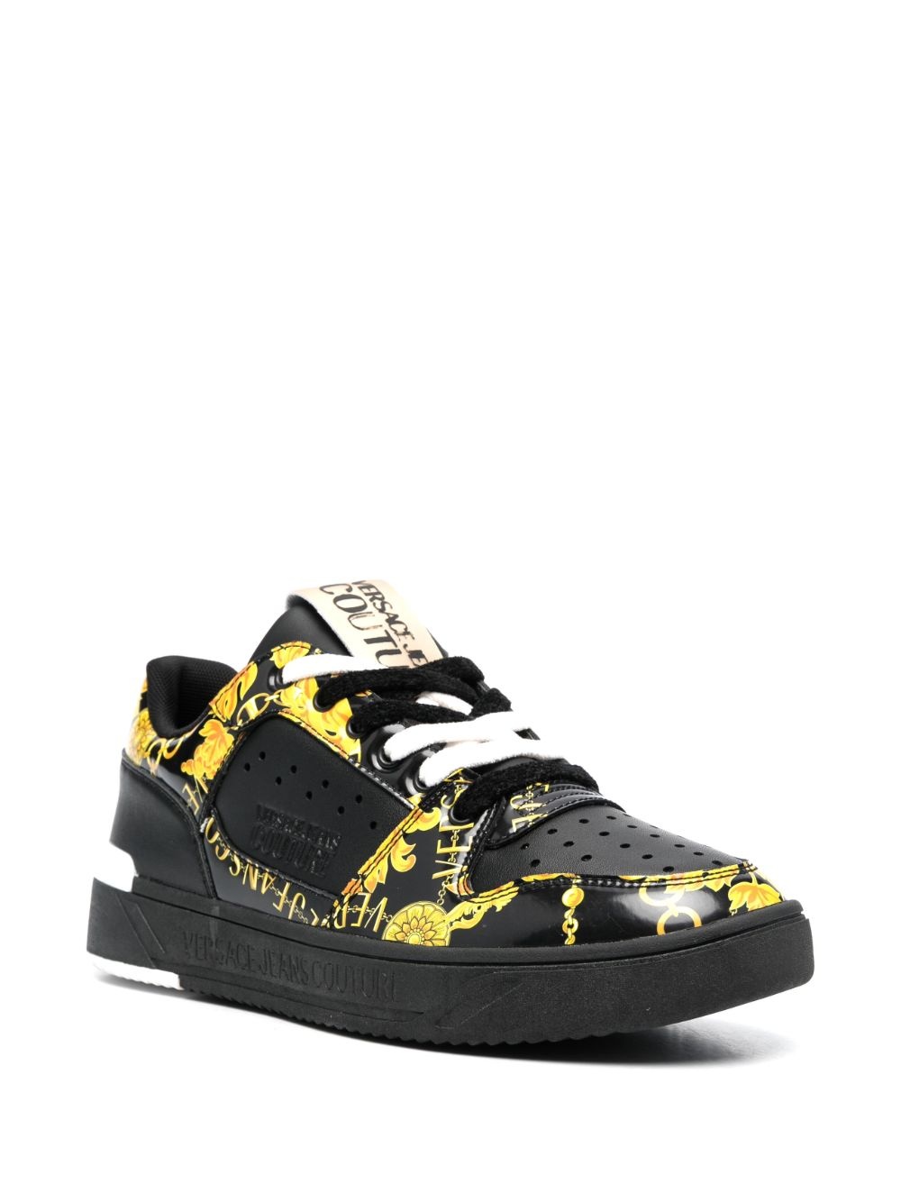 Chain Couture-print leather sneakers - 2