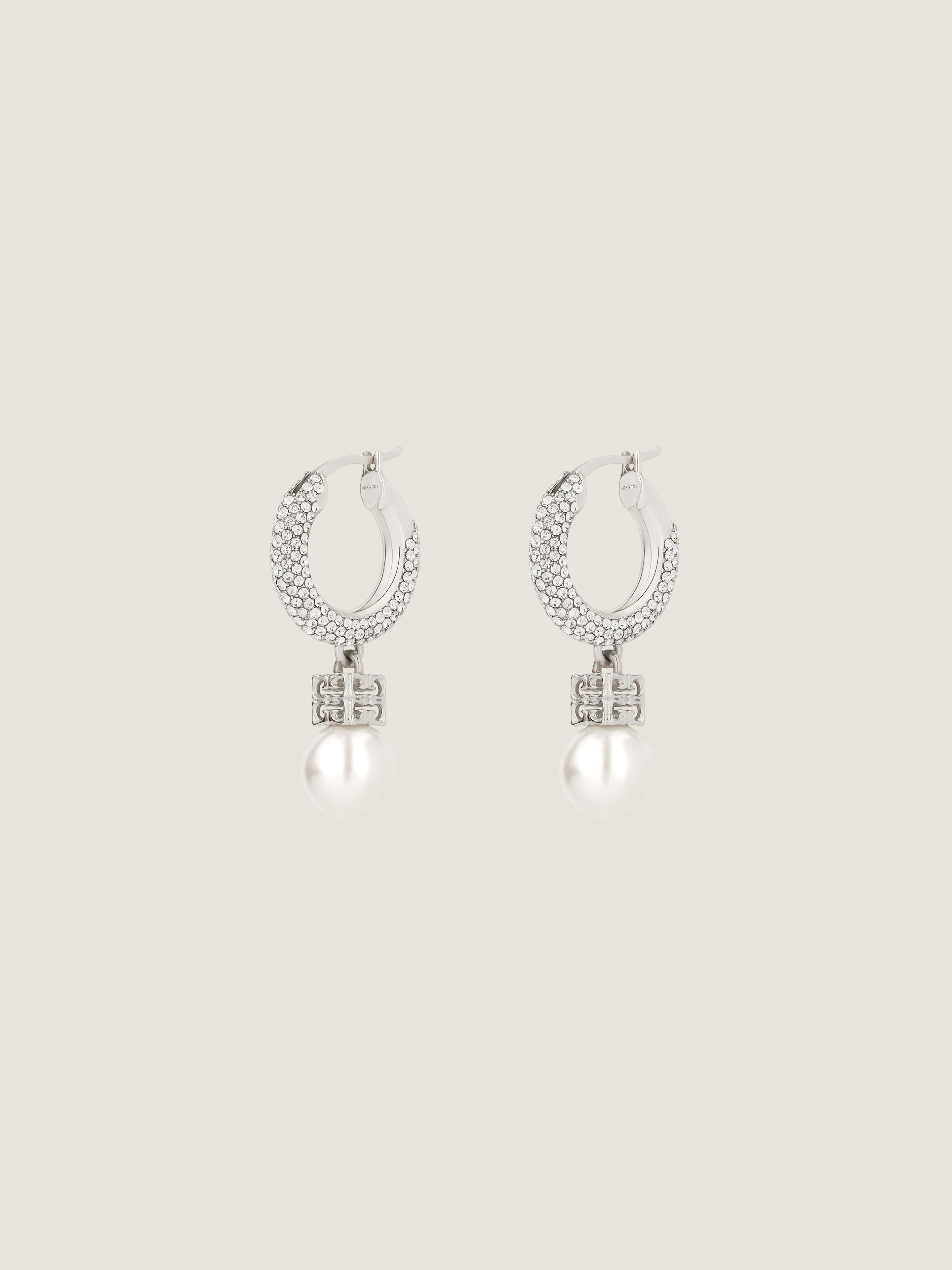 PEARL EARRINGS IN METAL WITH CRYSTALS - 2