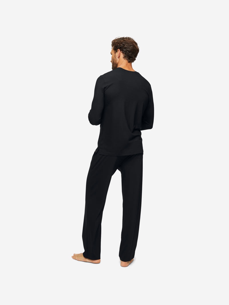 Men's Lounge Trousers Basel Micro Modal Stretch Black - 4