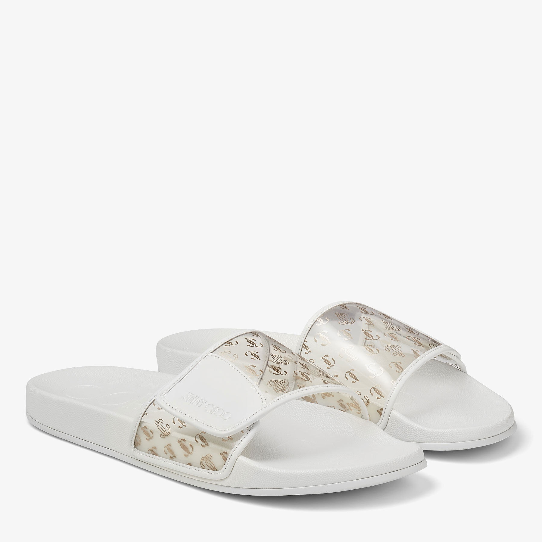 Fitz/M
Clear JC Plexi and White Leather Slides - 2