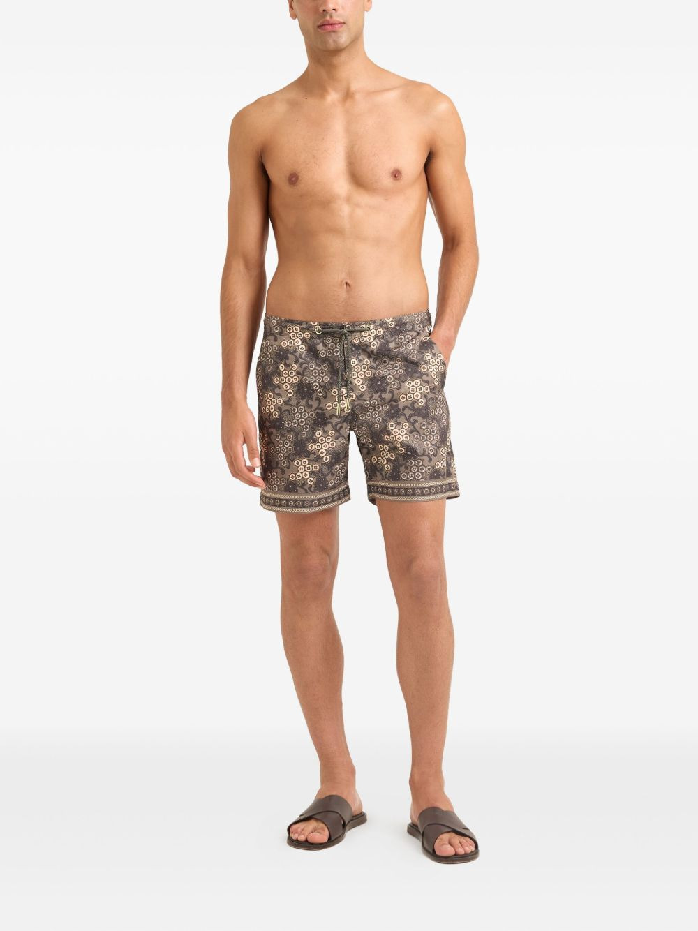 Bulldog paisley-print drawstring swim shorts - 2