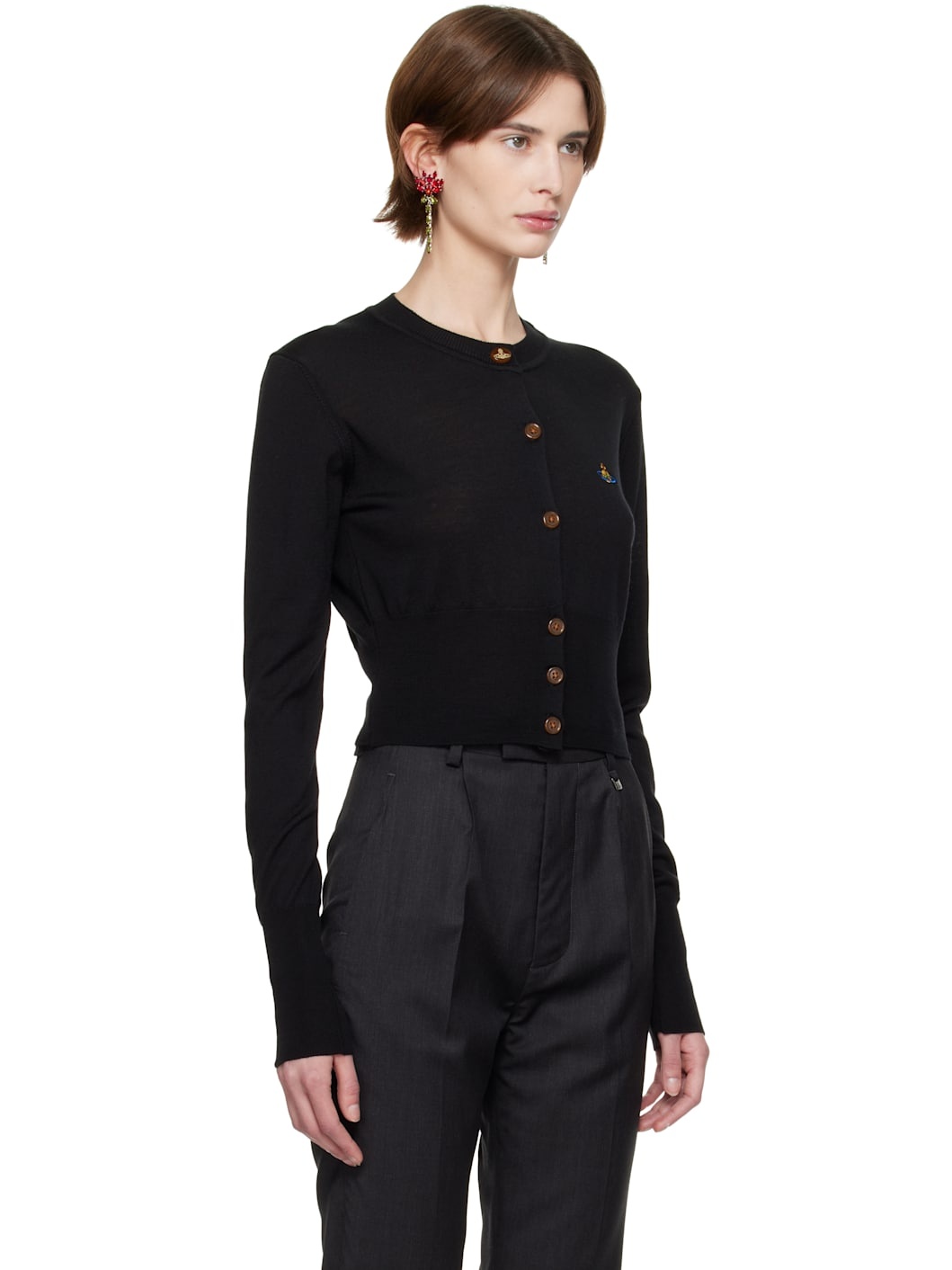 Black Bea Cropped Cardigan - 2