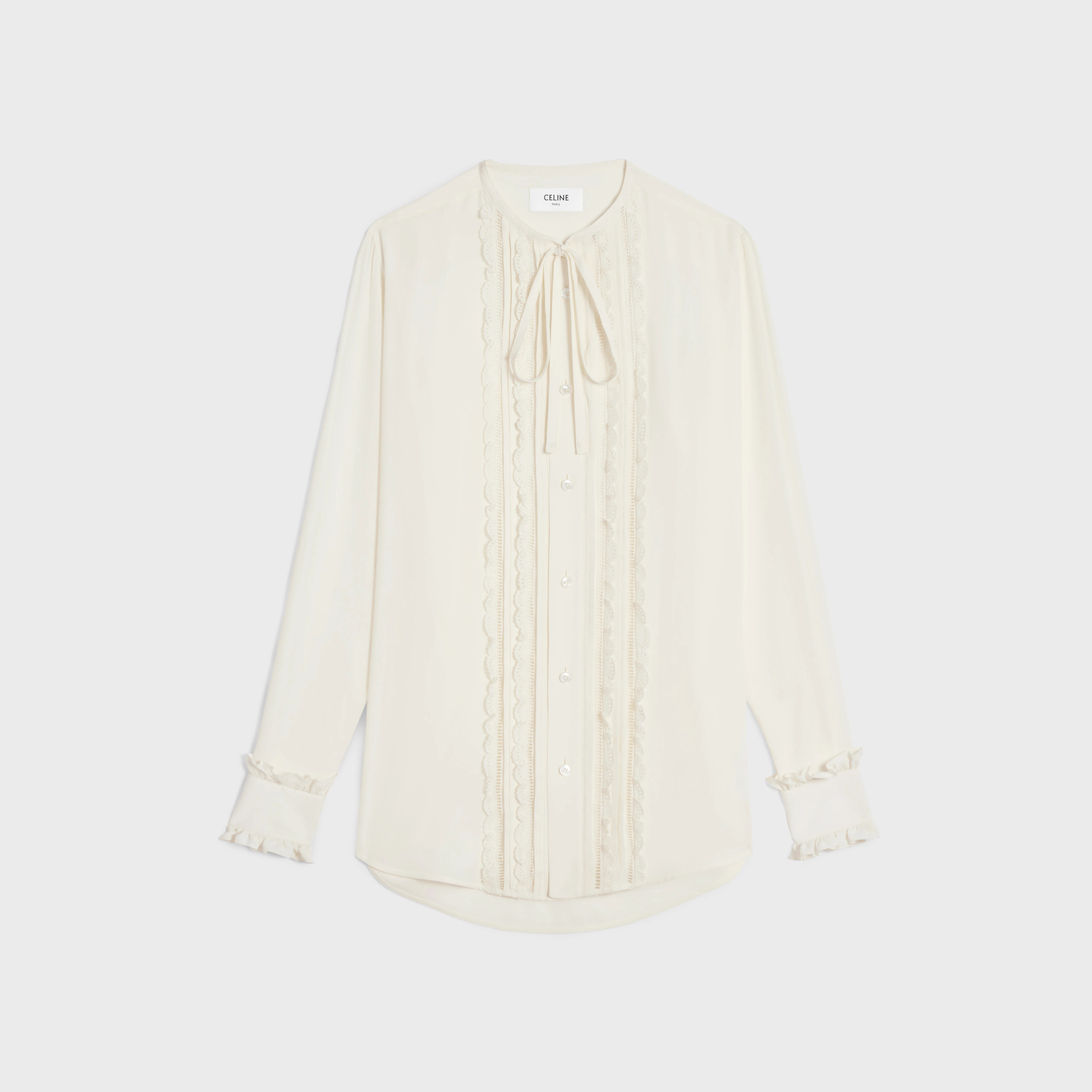 frilled romy shirt in silk crepe and acetate - 1