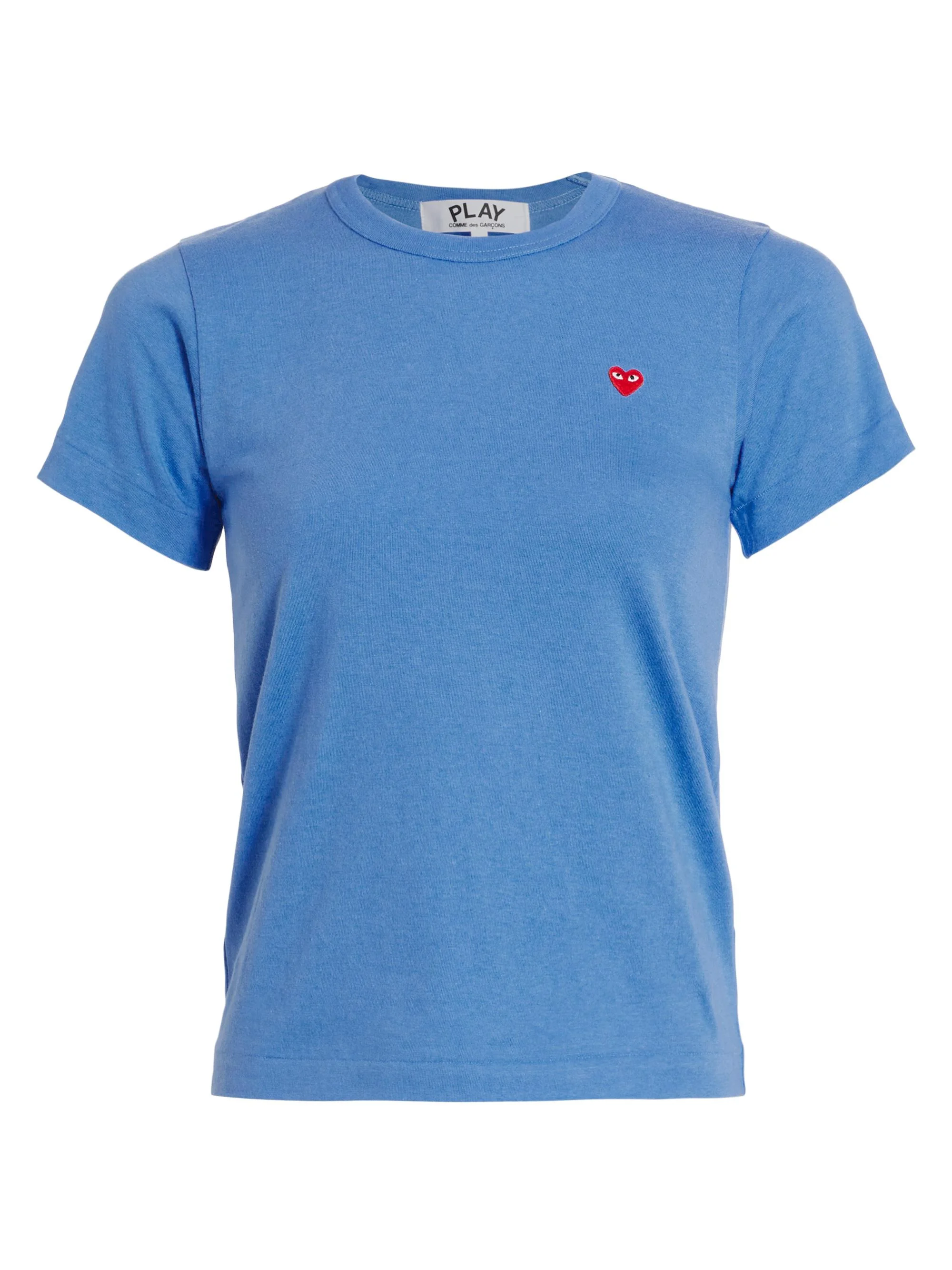 Women's Short-Sleeve Heart-Patch T-Shirt - Blue - 1