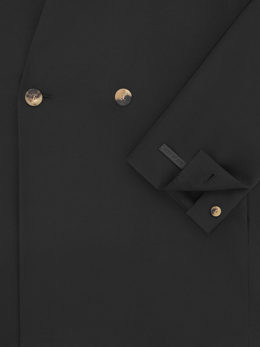 Silk Wool Double Breasted Lapelless Blazer - 4