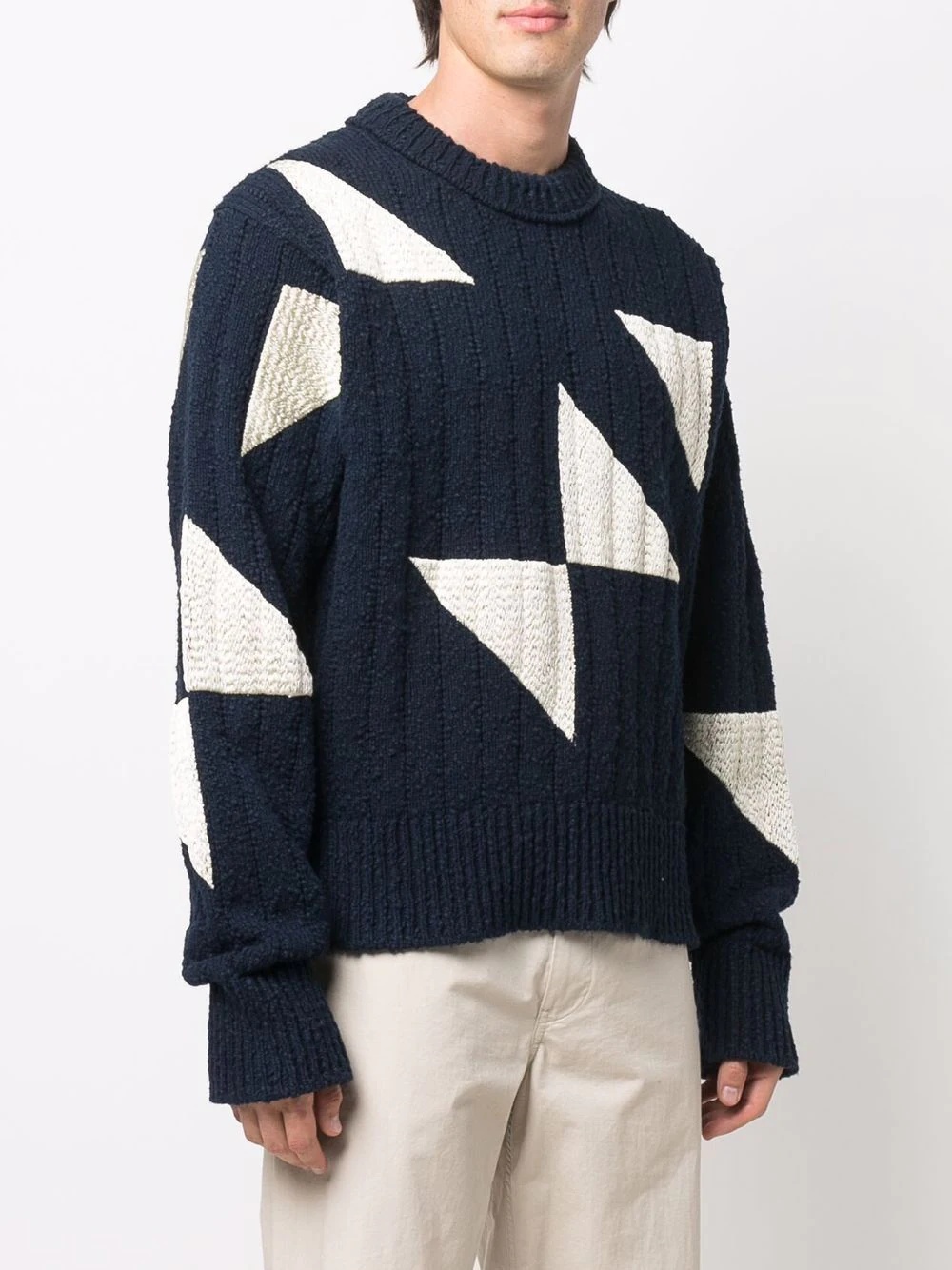 geometric crew-neck jumper - 3