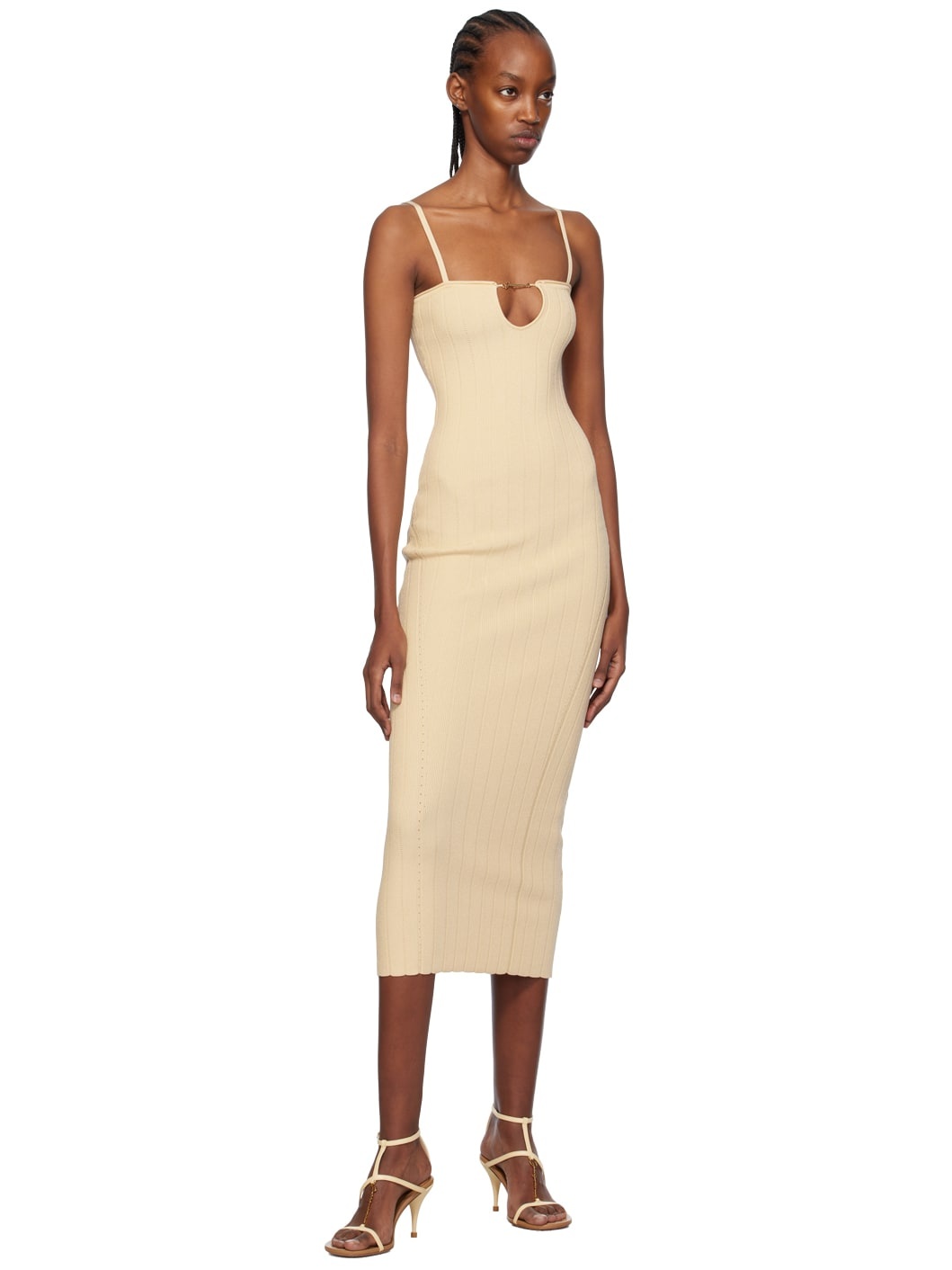 Beige Les Classiques 'La robe Sierra bretelles' Midi Dress - 4