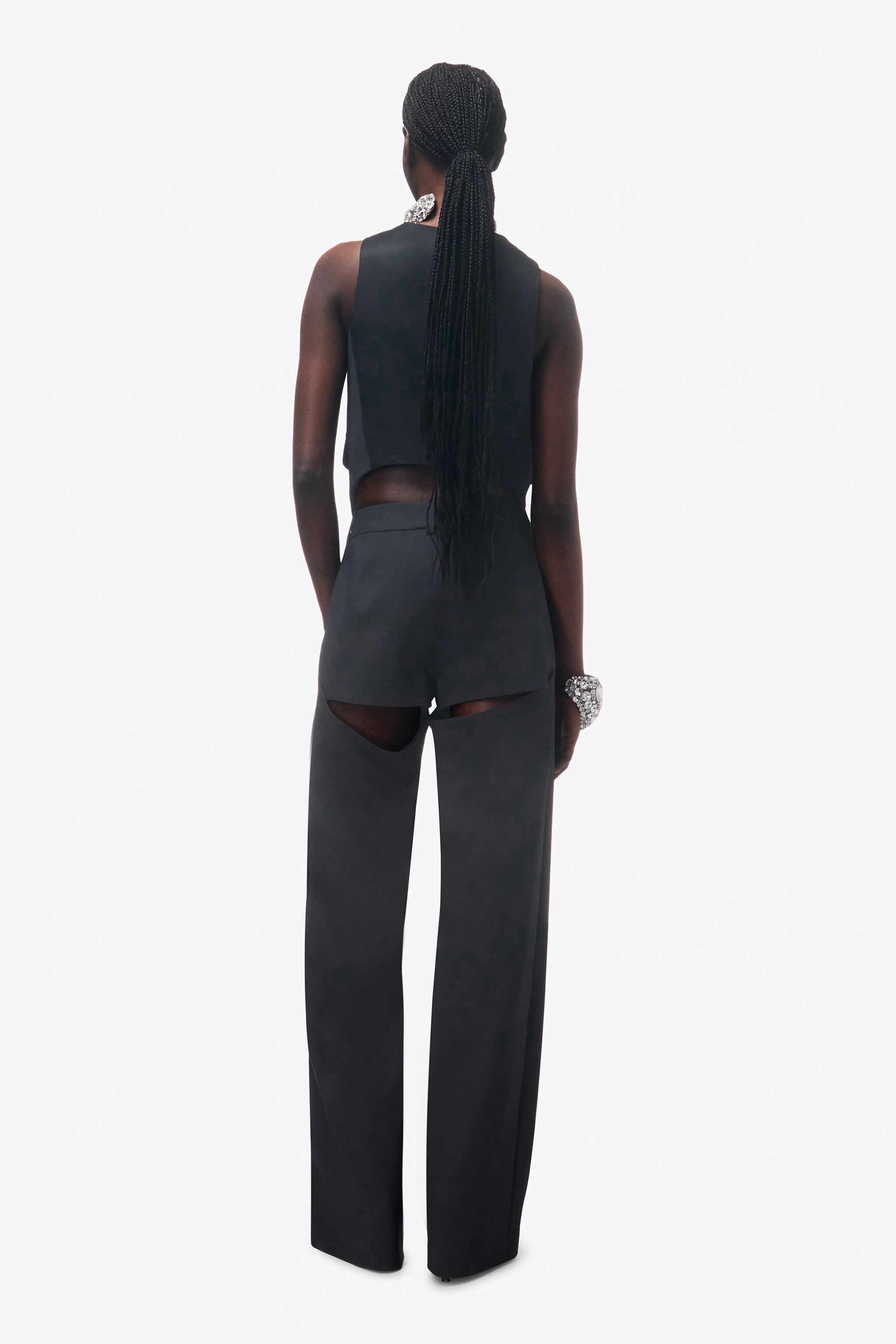 CRYSTAL BUTTON SLIT TROUSER - 5