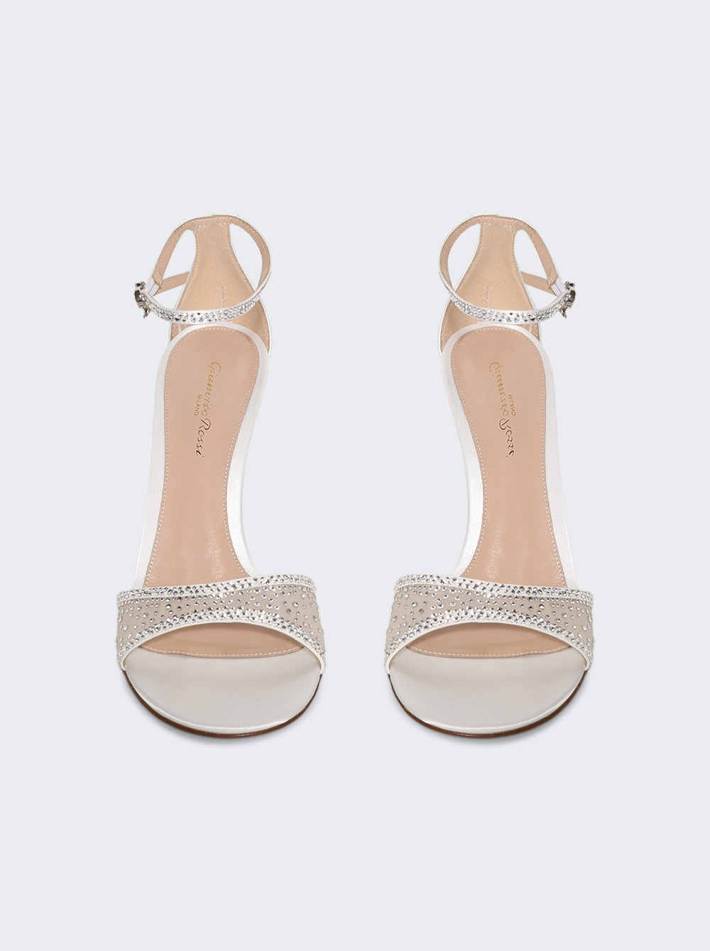 Crystal Organza Ankle-strap Sandals Off White - 5