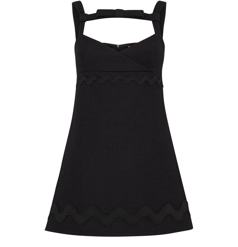 Contrasted braid bow mini dress - 1