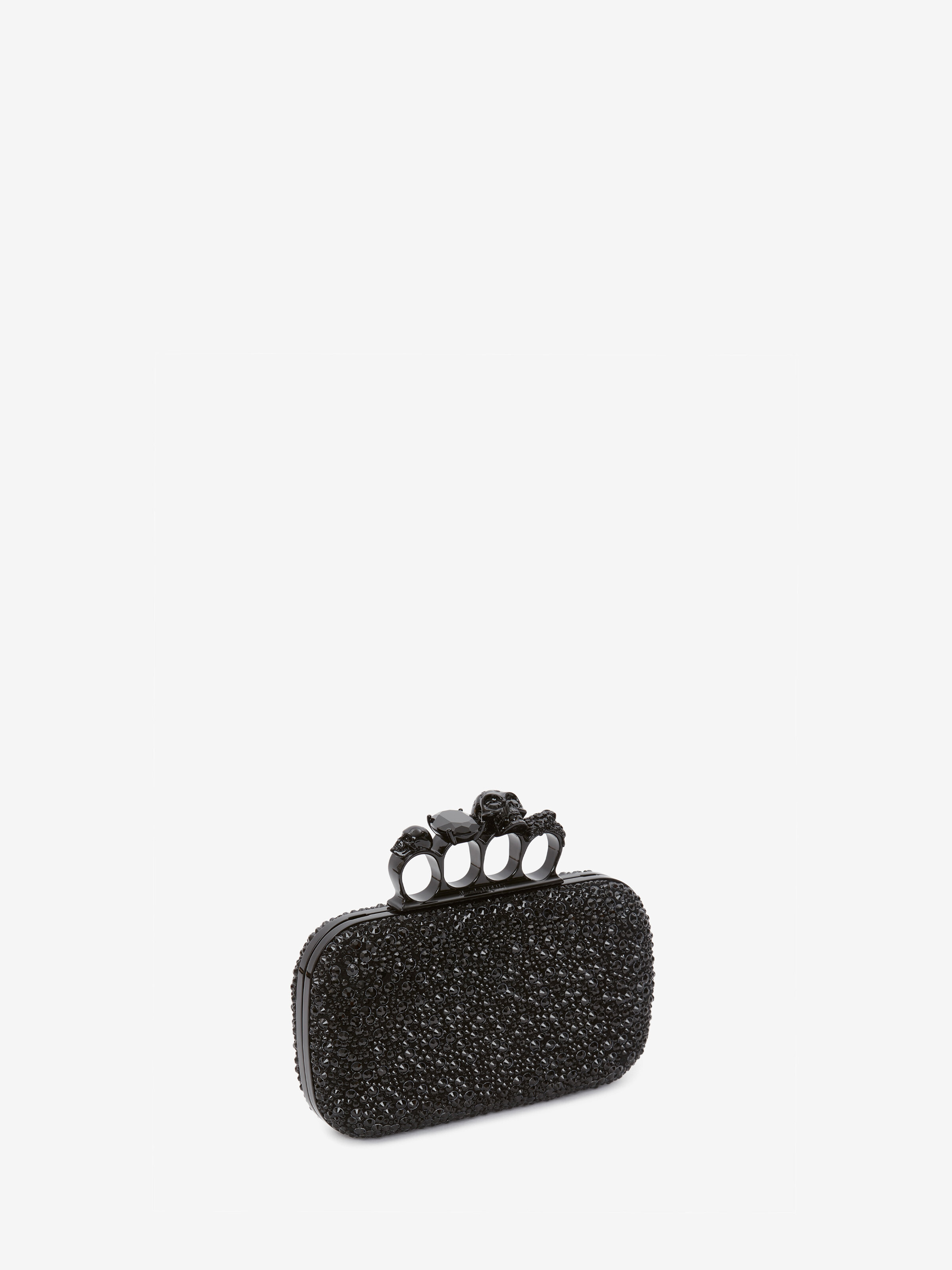 Women's Knuckle Clutch With Chain in Black - 2