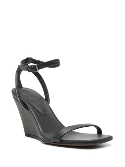 Brunello Cucinelli 90mm leather wedge sandals outlook