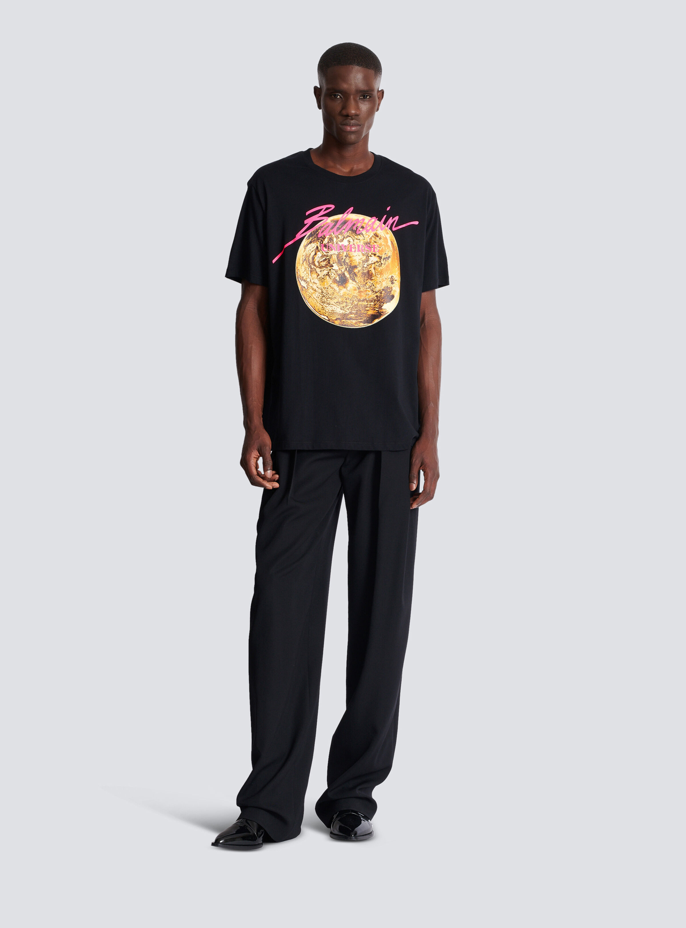 Printed Balmain Universe logo and planet T-shirt - 2