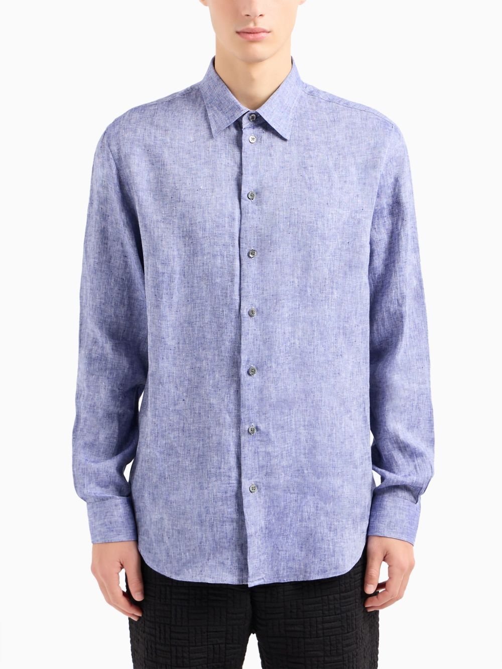 textured-weave linen shirt - 2