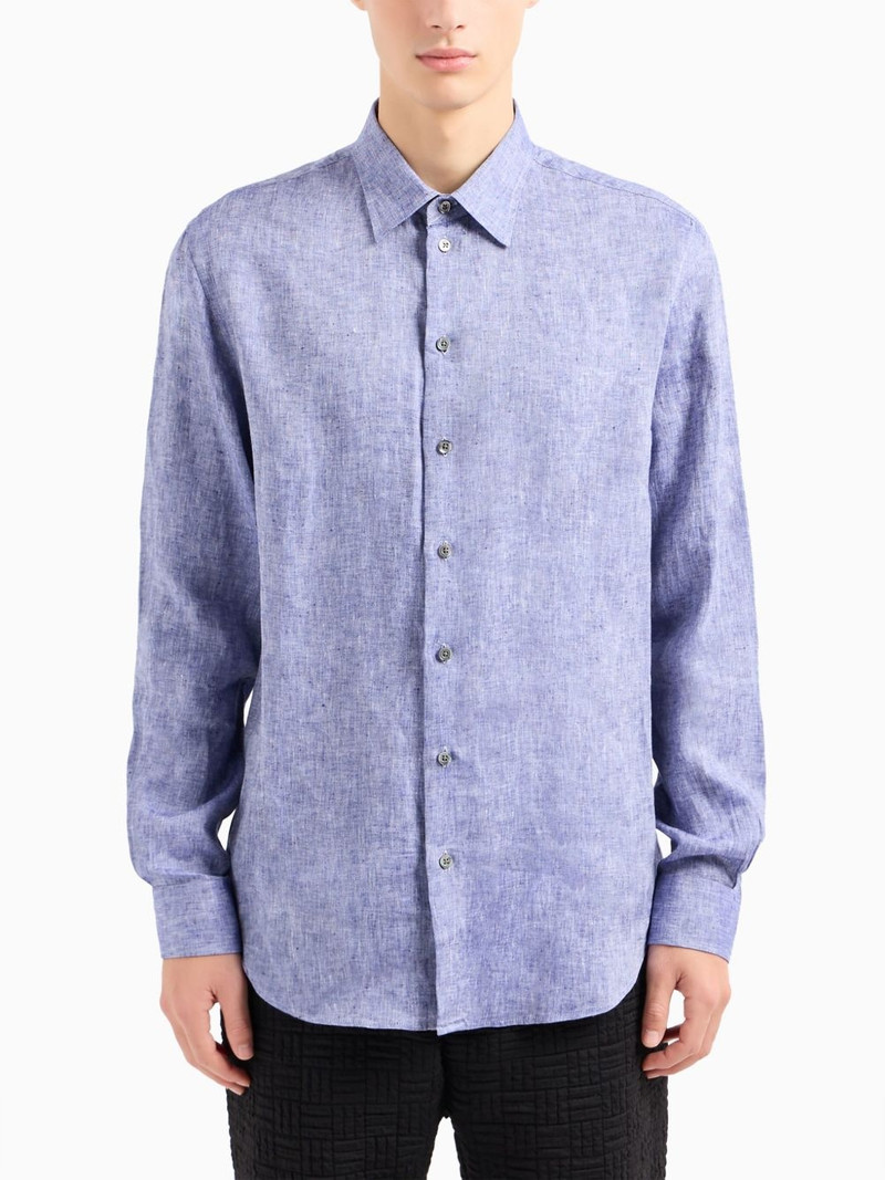 EMPORIO ARMANI textured-weave linen shirt outlook