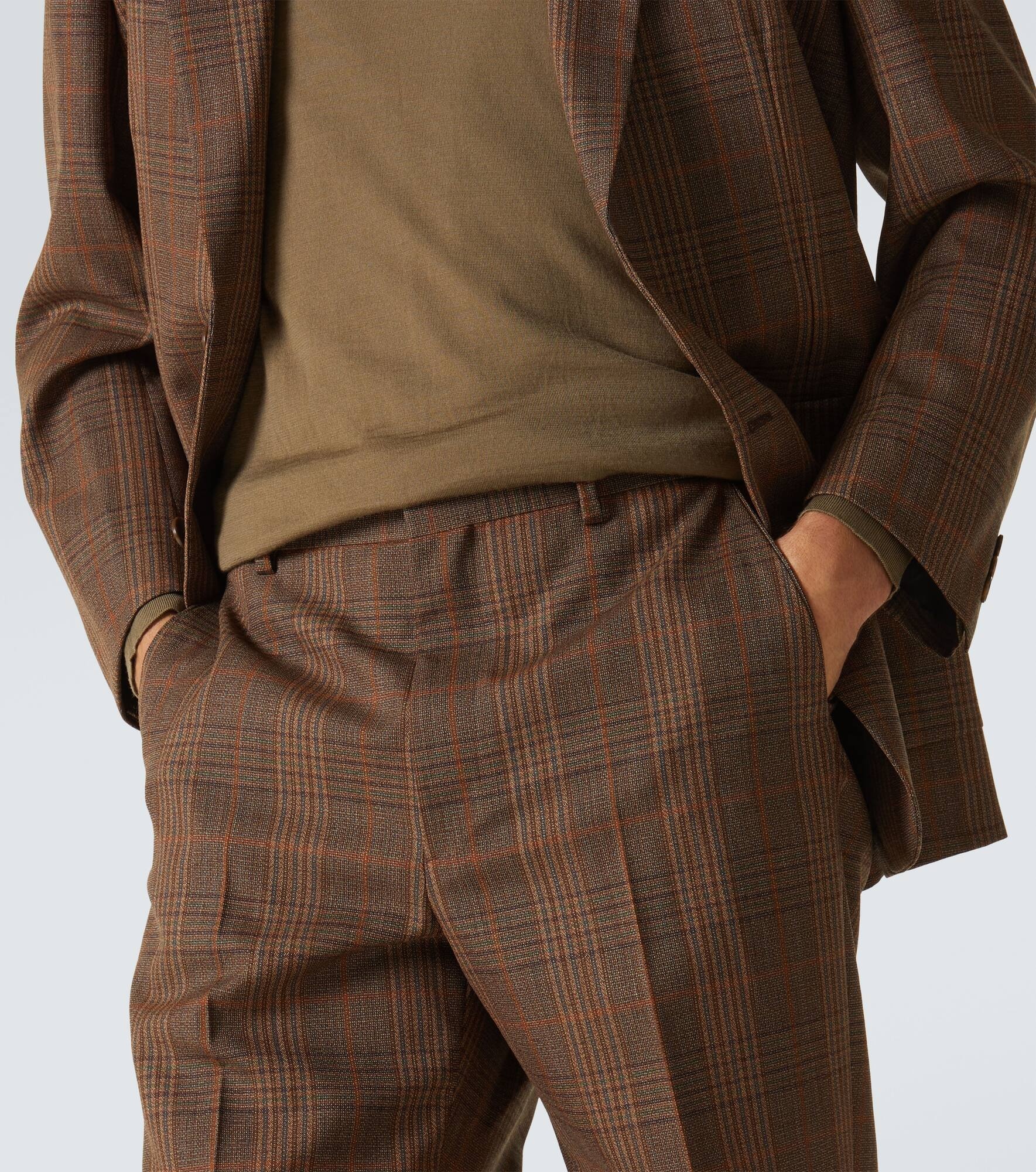 Prince of Wales check wool straight pants - 5