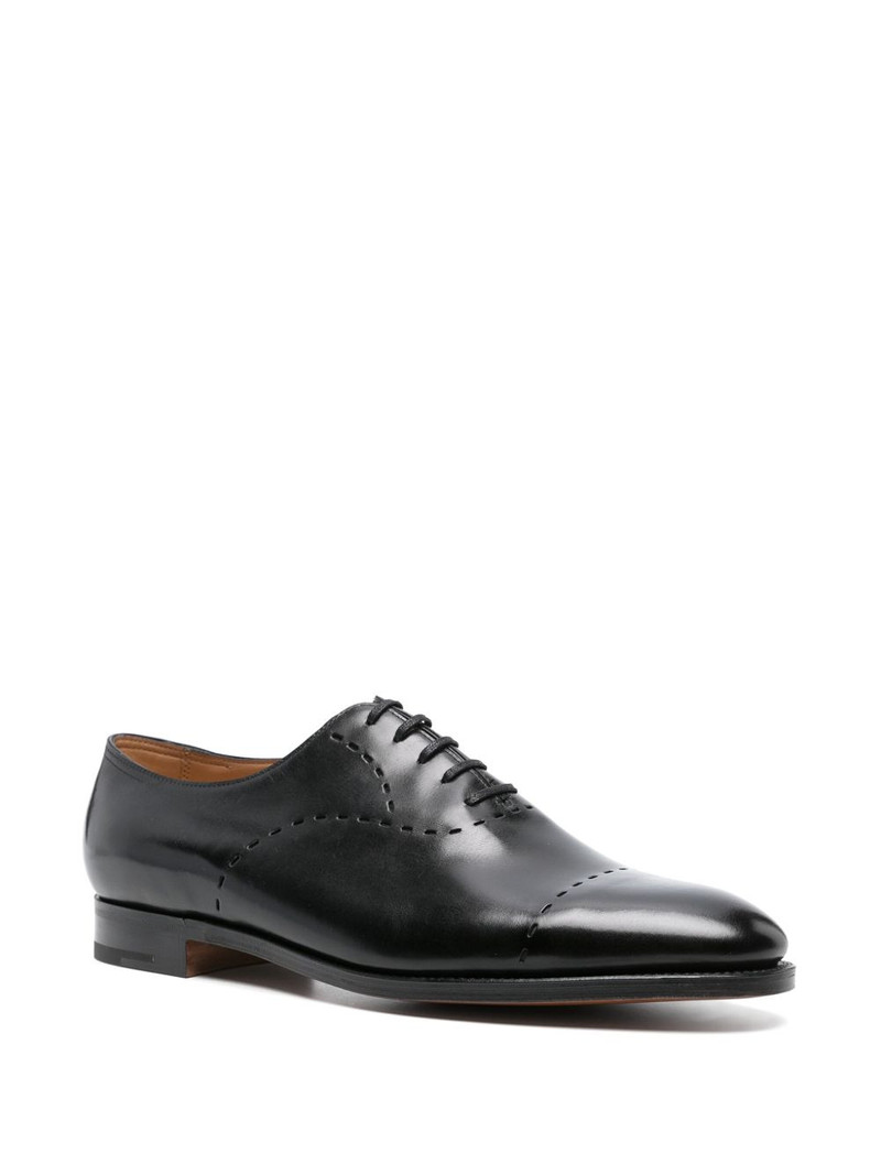 John Lobb debossed-detailing leather Oxford shoes outlook