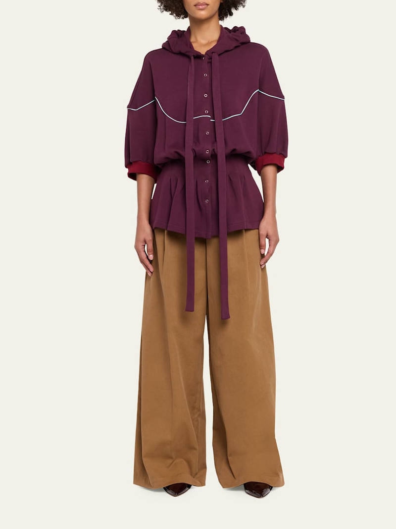 zomer Aliza Pleated Short-Sleeve Hoodie outlook