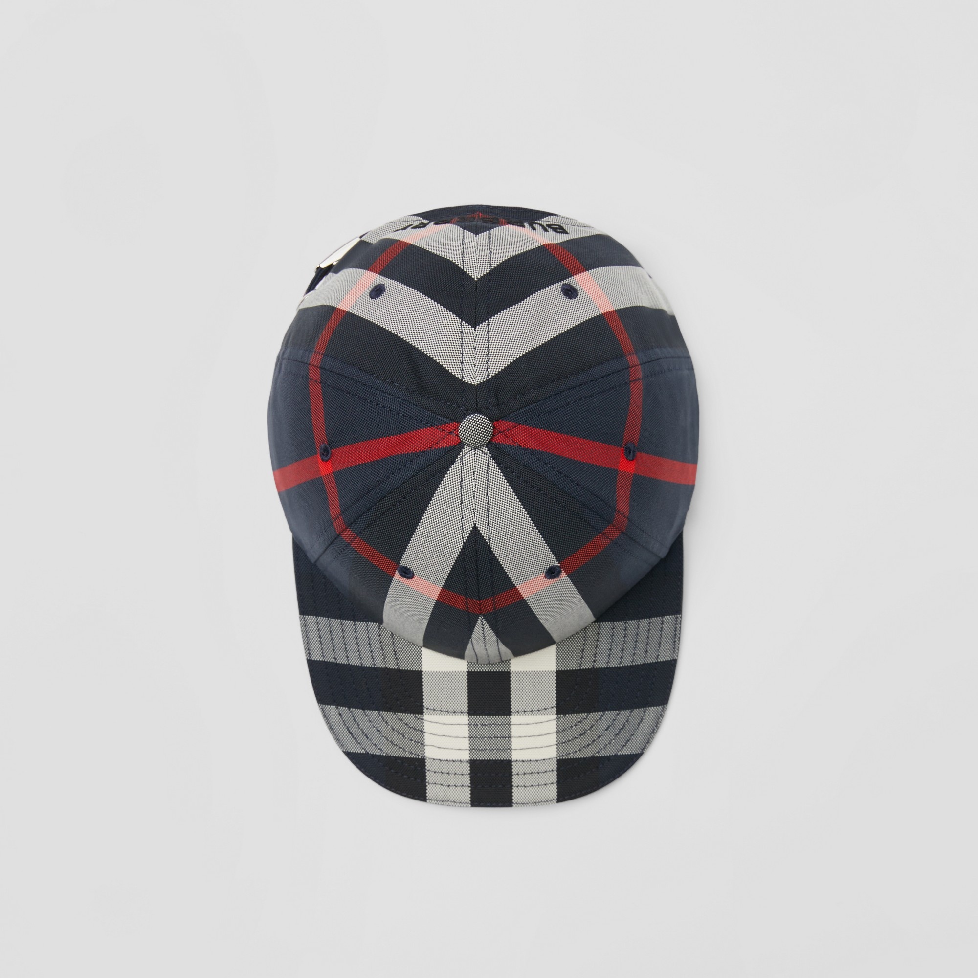 Logo Detail Check Cotton Baseball Cap - 6