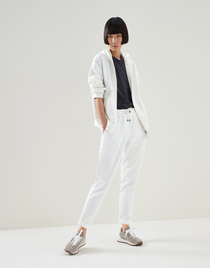 Lightweight stretch cotton sweatshirt with precious detail 5