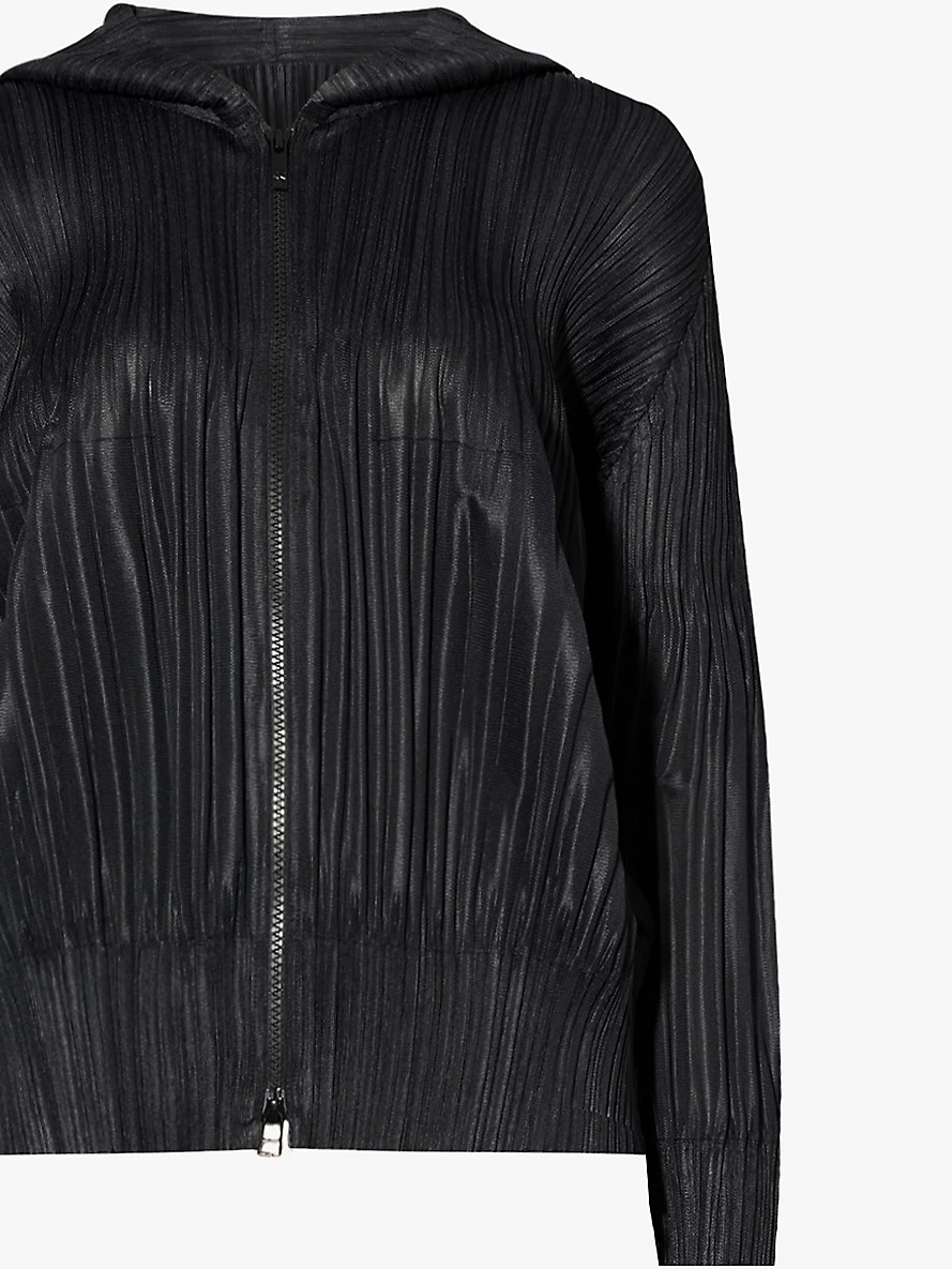 Pleated regular-fit knitted hoody - 2