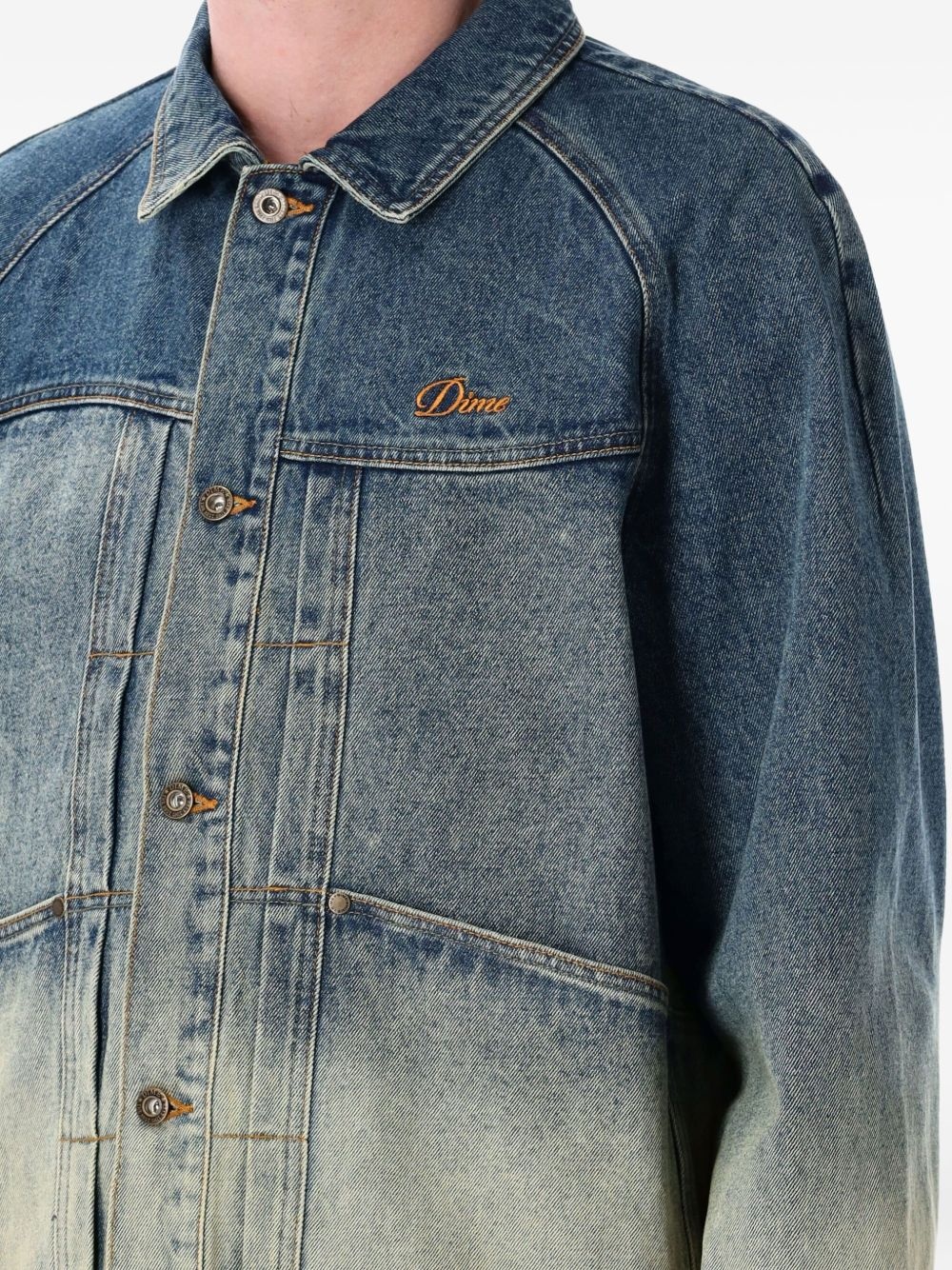 logo-embroidered denim jacket - 3