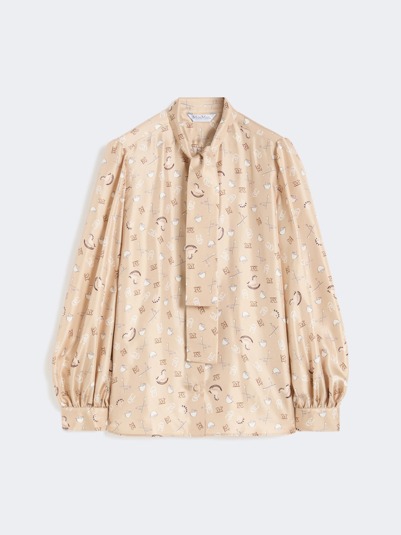 ZUCCA Printed silk pussy-bow shirt - ALBINO 1