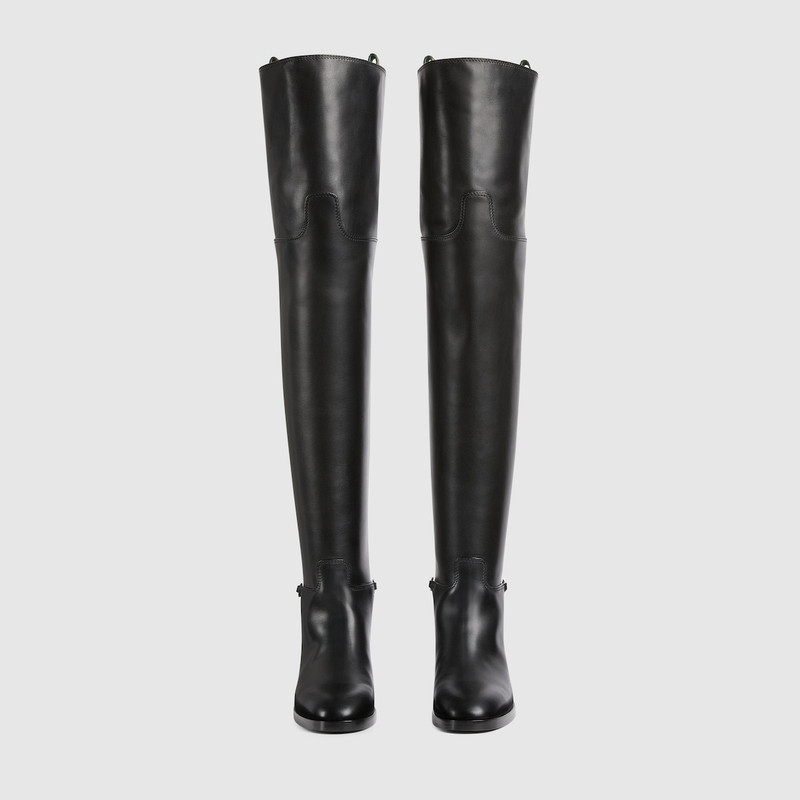 GUCCI Women's slim Horsebit knee-high boot outlook