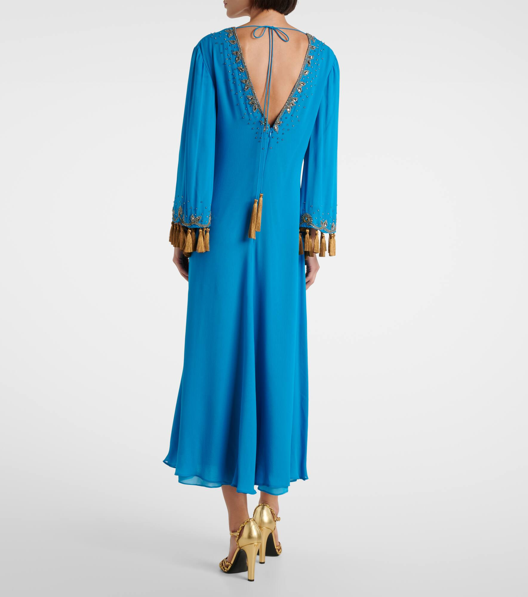 Embellished silk georgette midi dress - 3