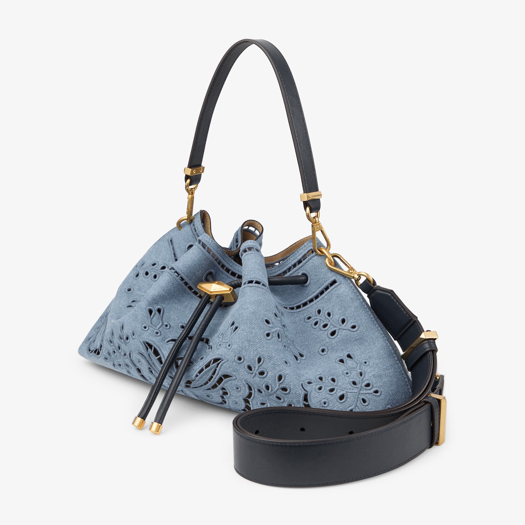Cinch M
Denim Shoulder Bag With Sangallo Embroidery - 3